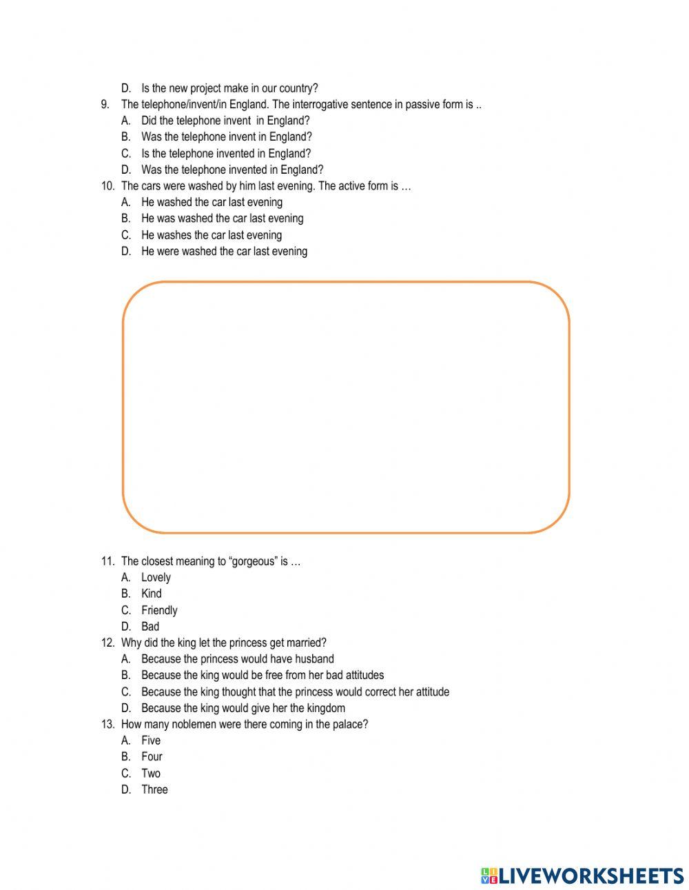 Soal UH Narrative dan Passive