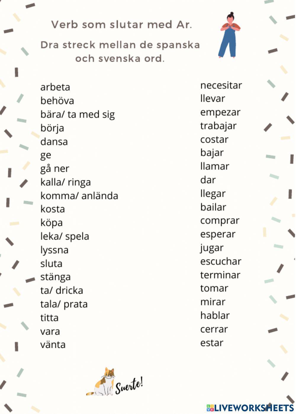 Verb som slutar med AR