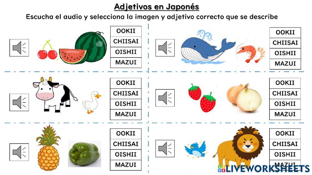 Adjetivos en Japones Oishii, Mazui, Ookii, Chiisai Adjetivos en Japones Oishii, Mazui, Ookii, Chiisai