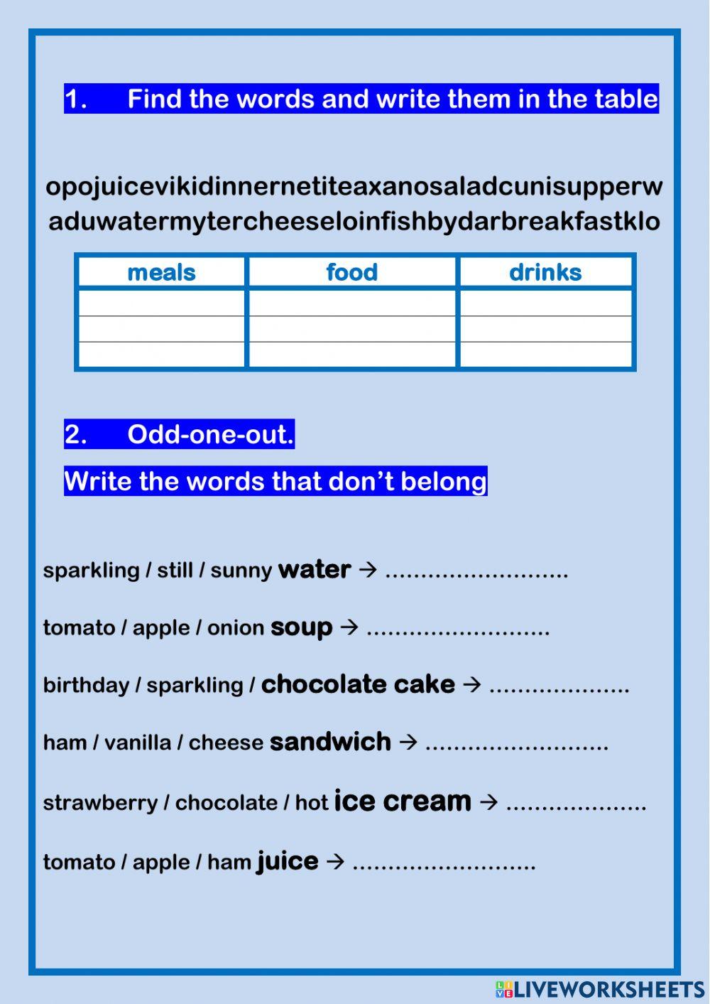 Food and drink - easy