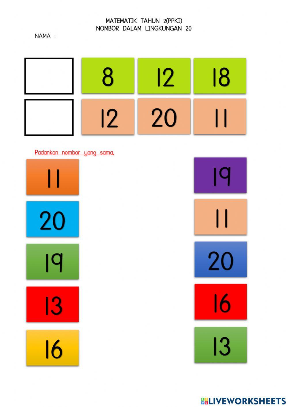 Nombor dalam lingkungan 20