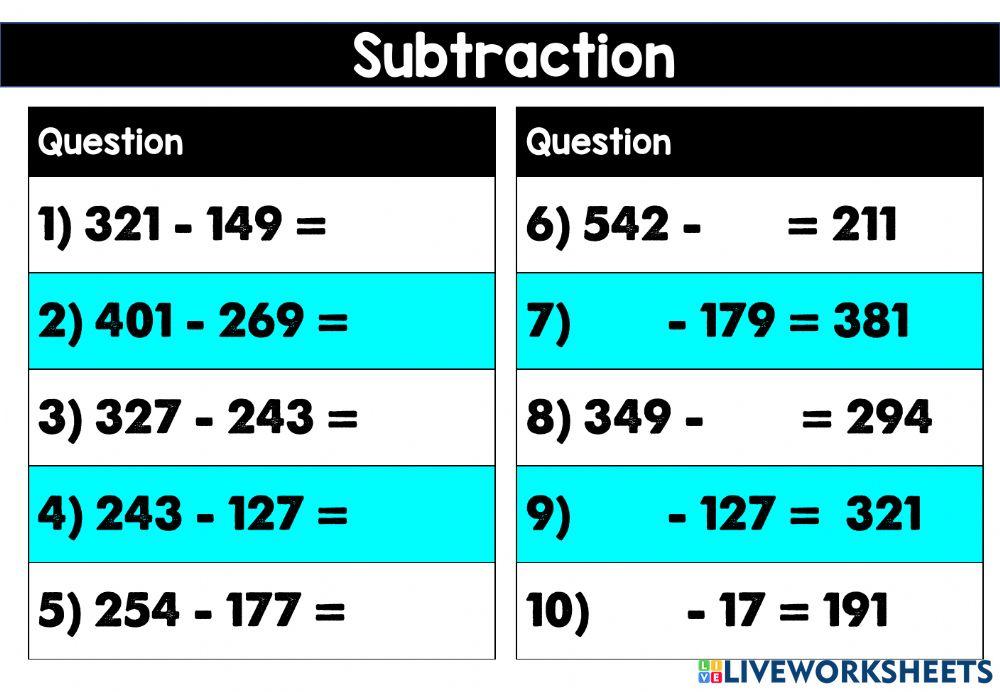 Addition and Subtraction Test