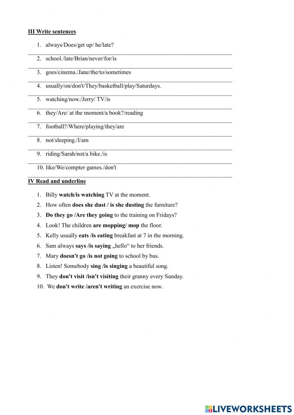 Vocabulary and grammar