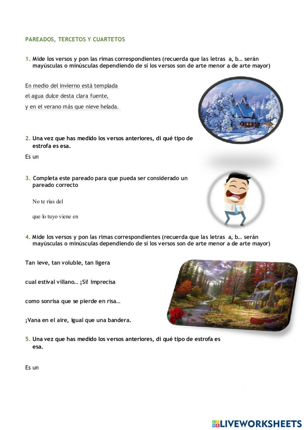 Pareados, tercetos y cuartetos Pareados, tercetos y cuartetos