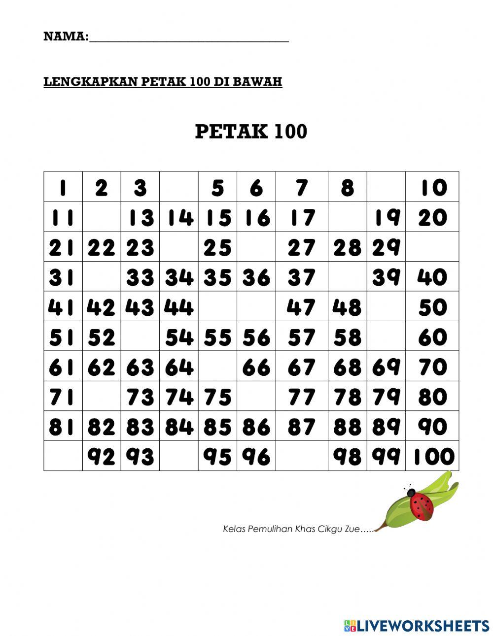 Nombor bulat hingga 100