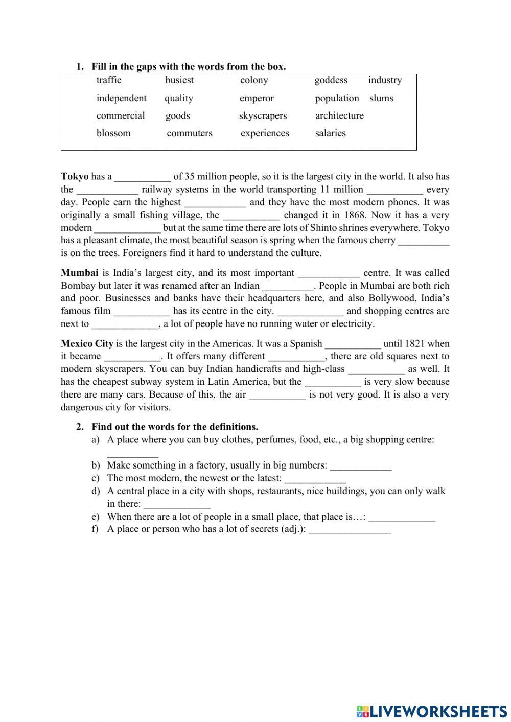 Headway cities vocab