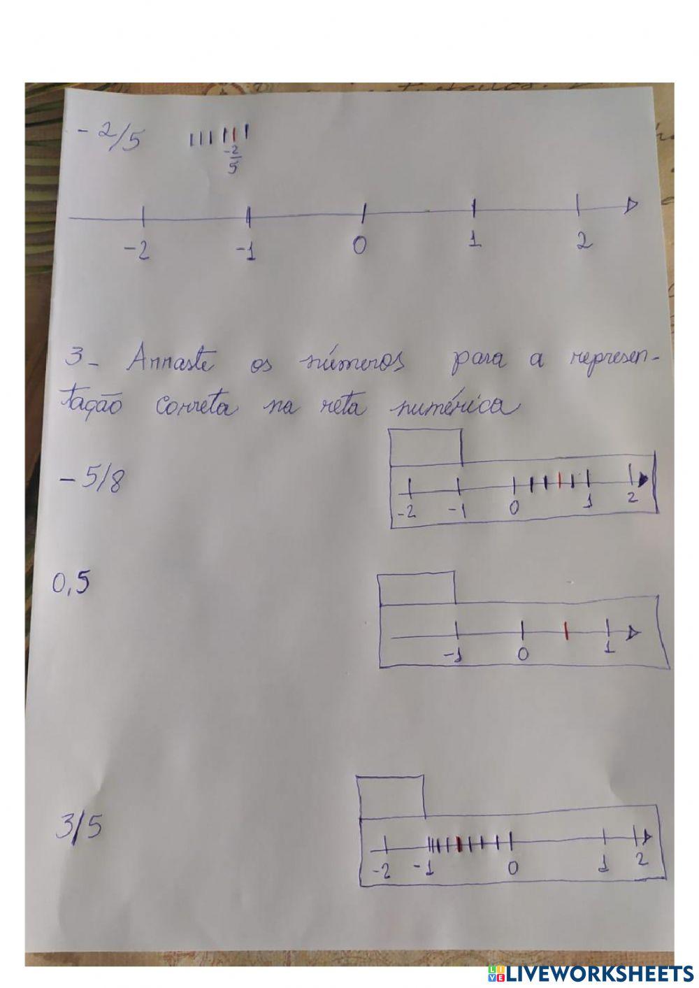 Números racionais na reta numérica