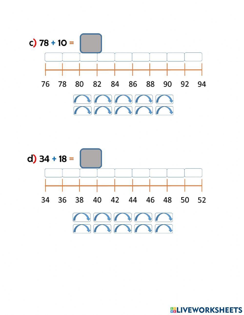 Sumas de 2 en 2 con recta
