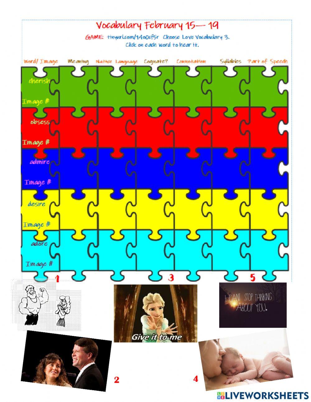 Vocabulary Notebook Love 2-15