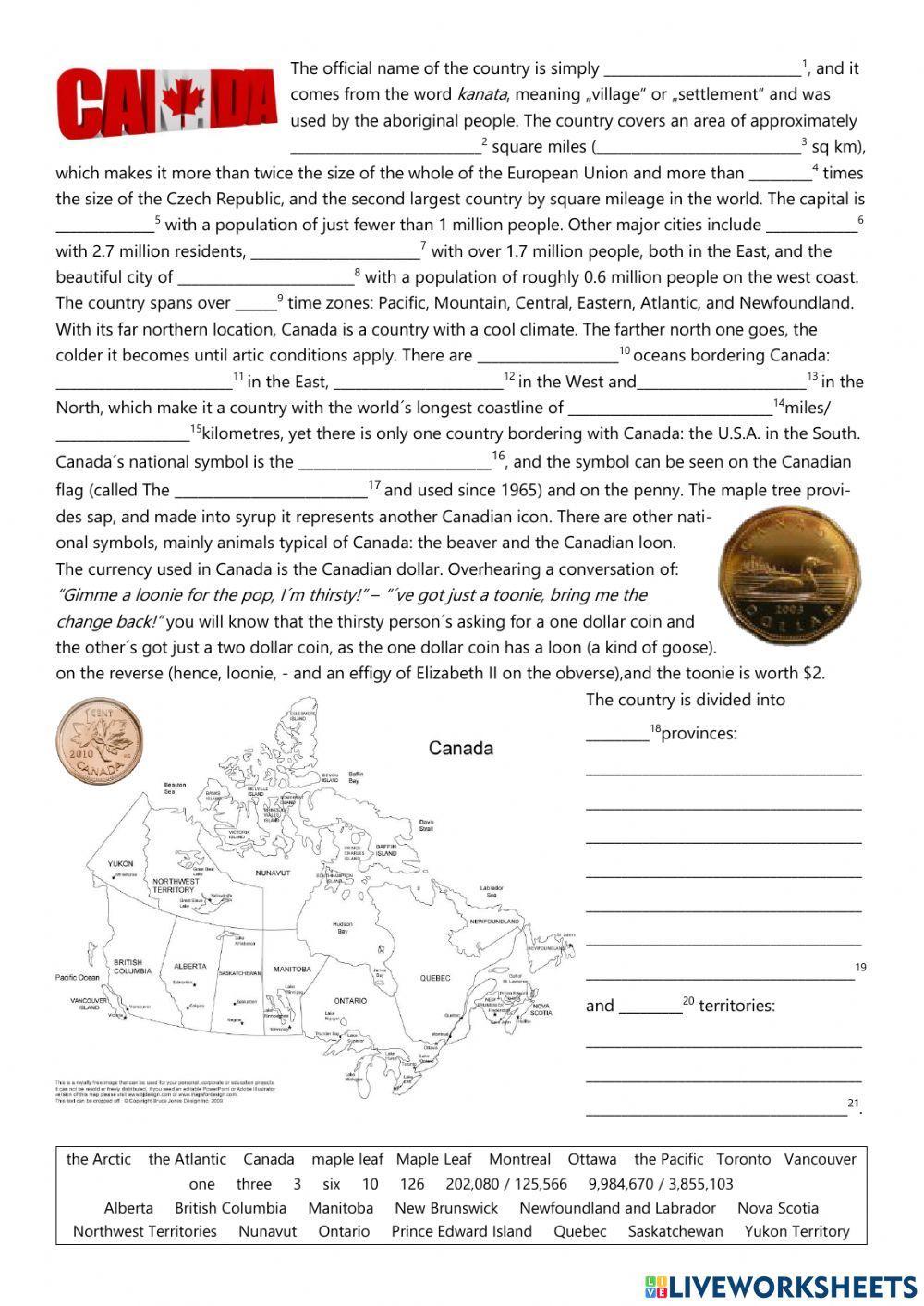 Canada Fact File - gapfill