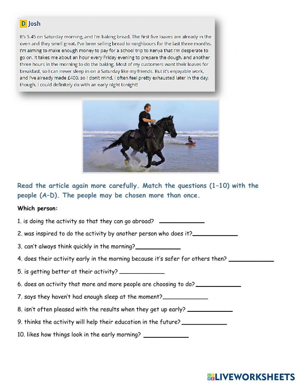 Reading Activity - Early Birds