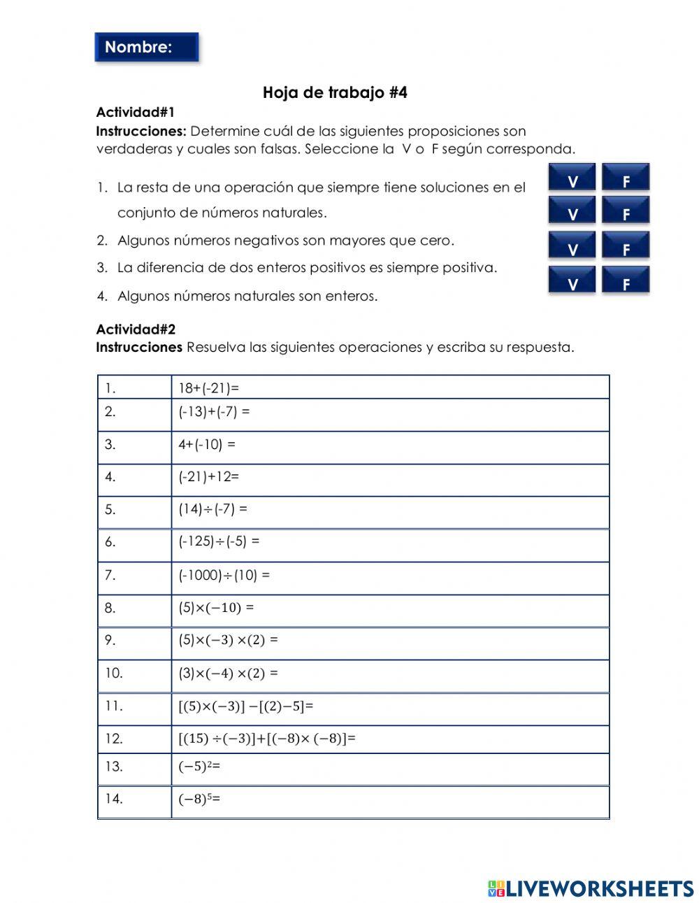 Operaciones con enteros