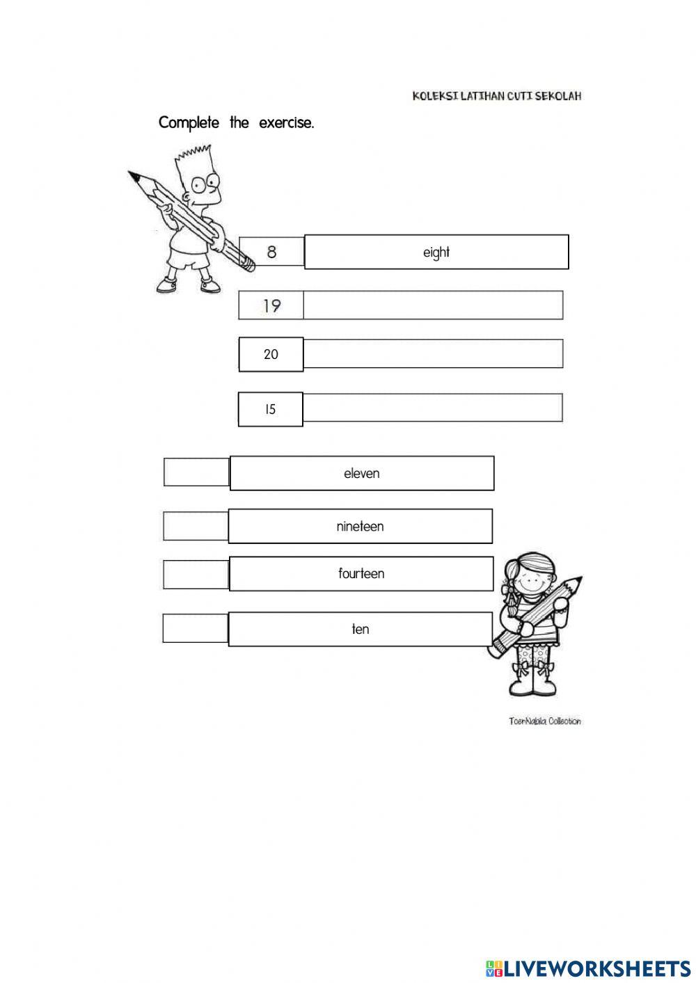 Whole number up to 20