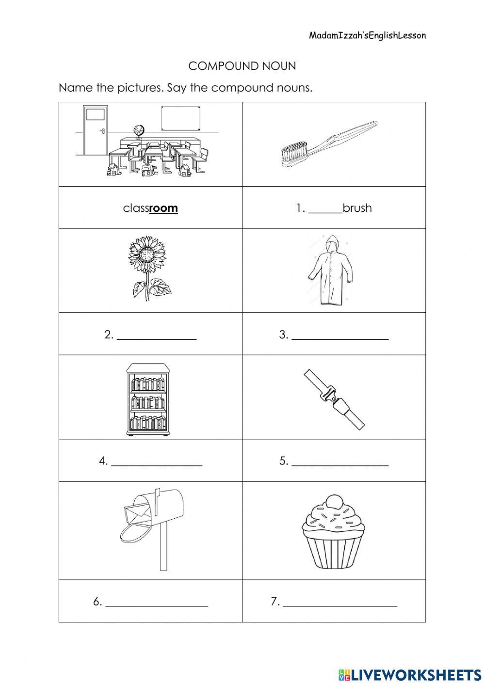 Pdf online activity: Compound nouns Live Worksheets