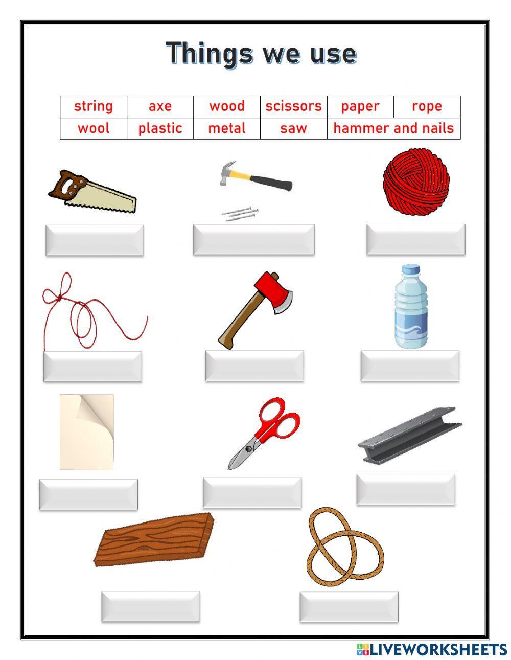 Things we use worksheet | Live Worksheets