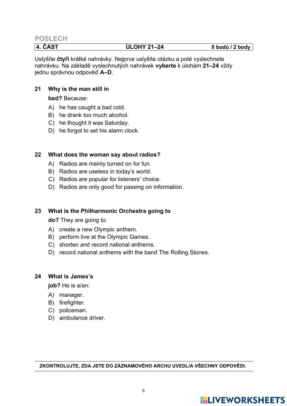 Maturita listening (Czech Republic)