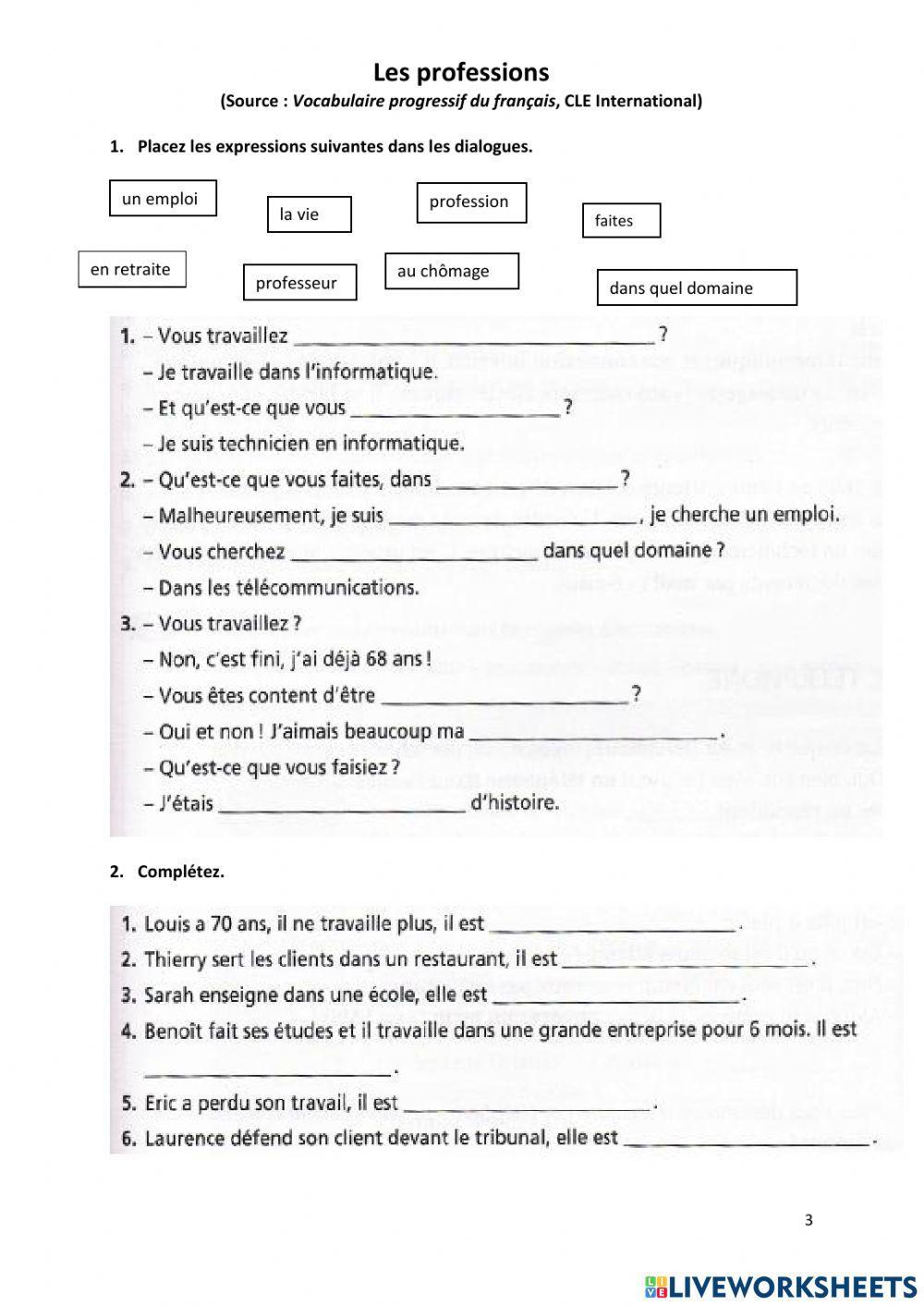 Les professions au masculin et au féminin (3)