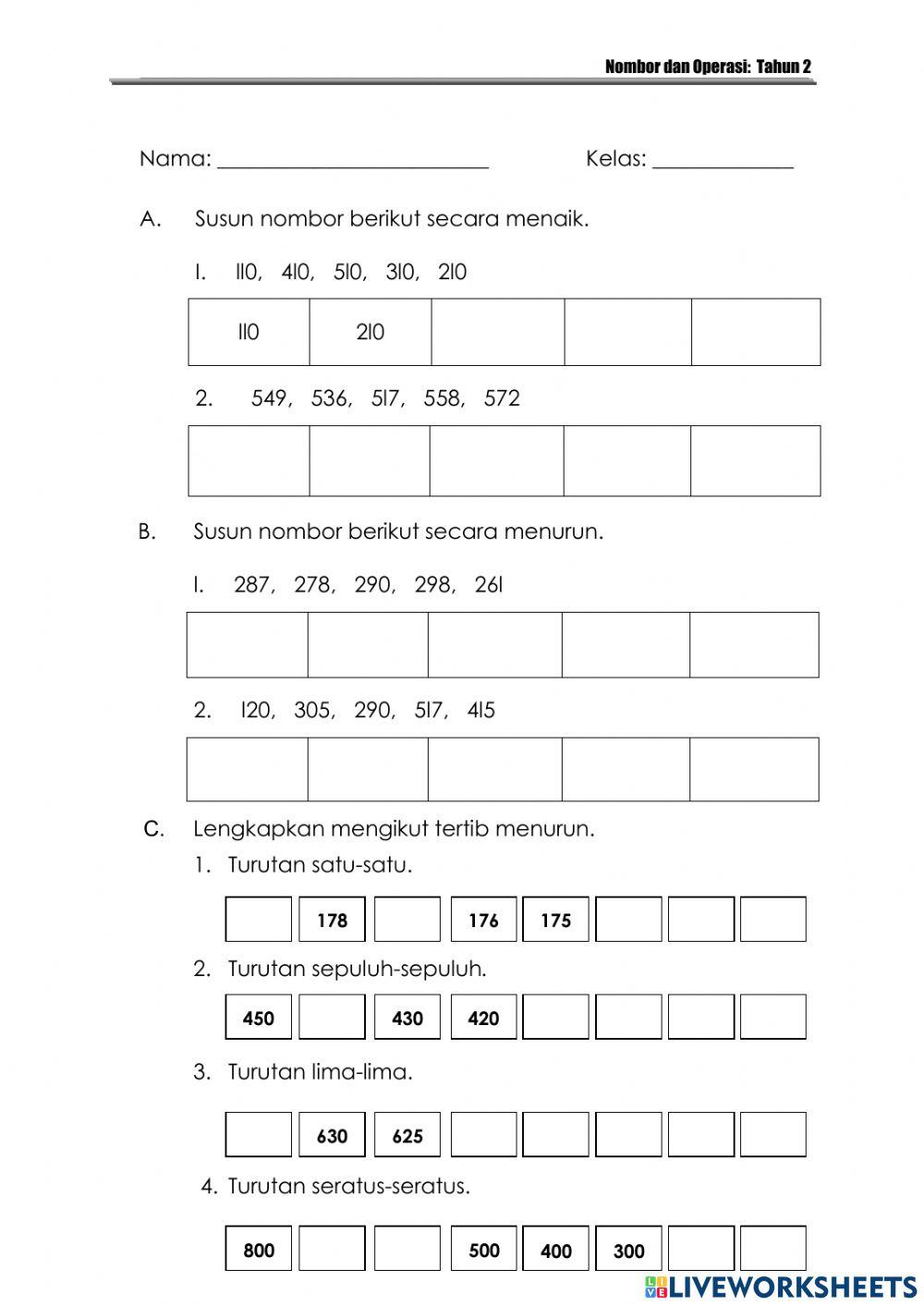 Matematik tahun 2-NOMBOR HINGGA 1000