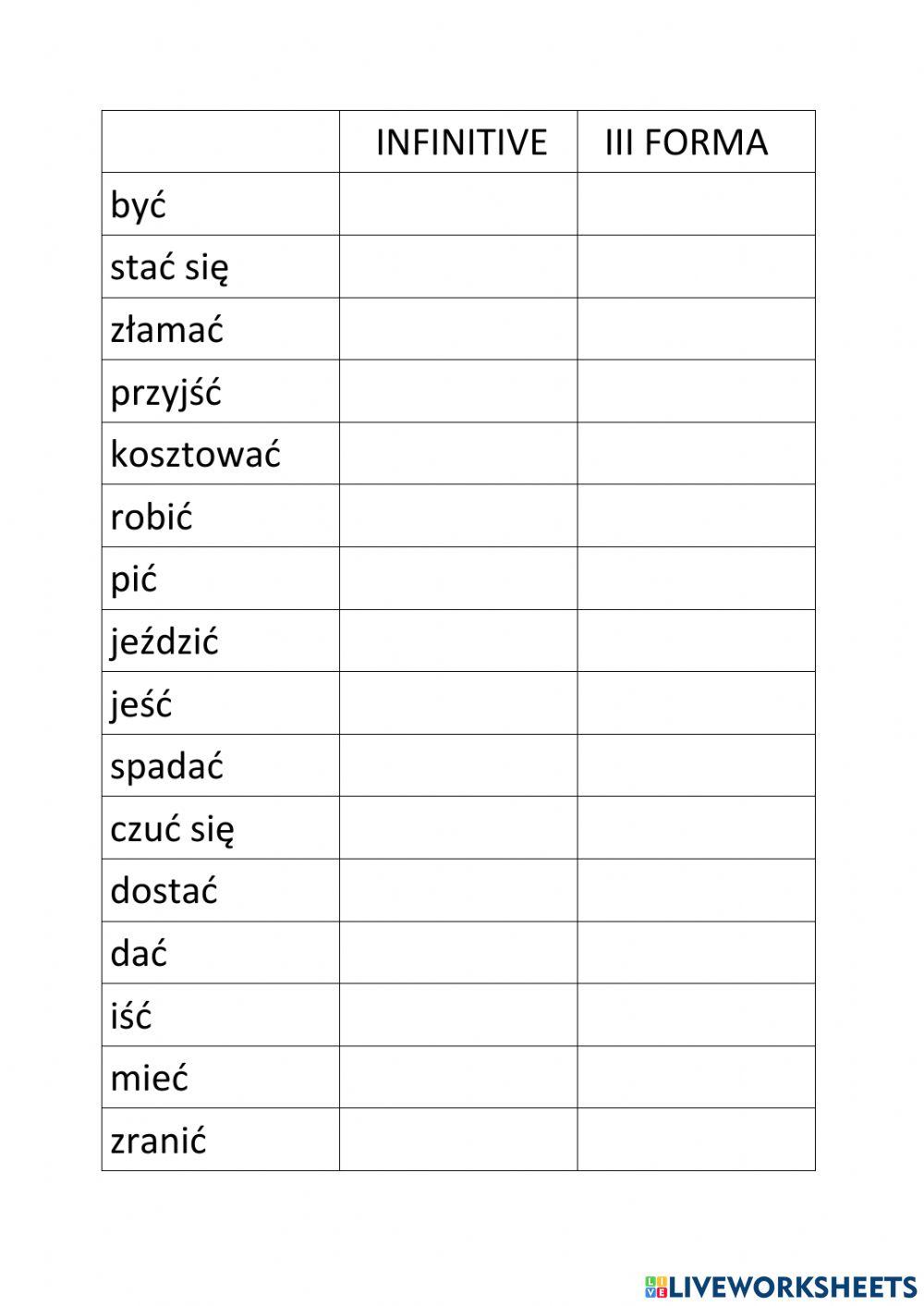 Irregular verbs III f.