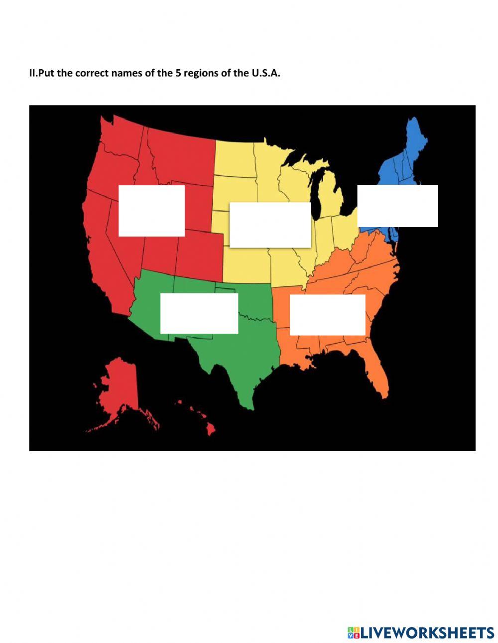 5 regions of U.S.A