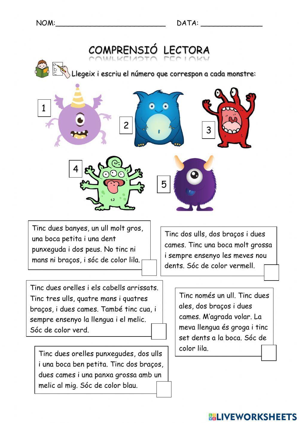 Comprenió lectora. Monstres