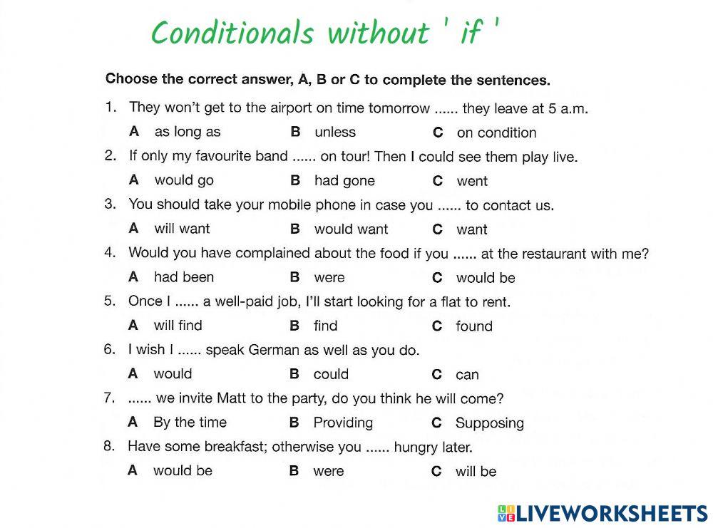 B2 Grammar Conditionals without if