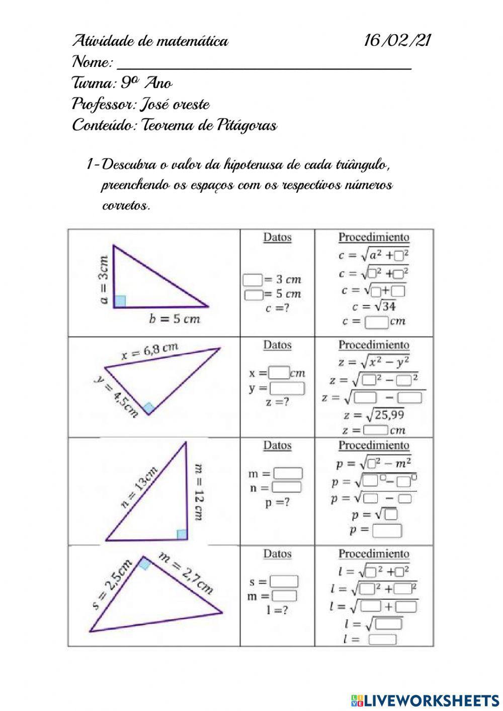 Teorema de pitagoras