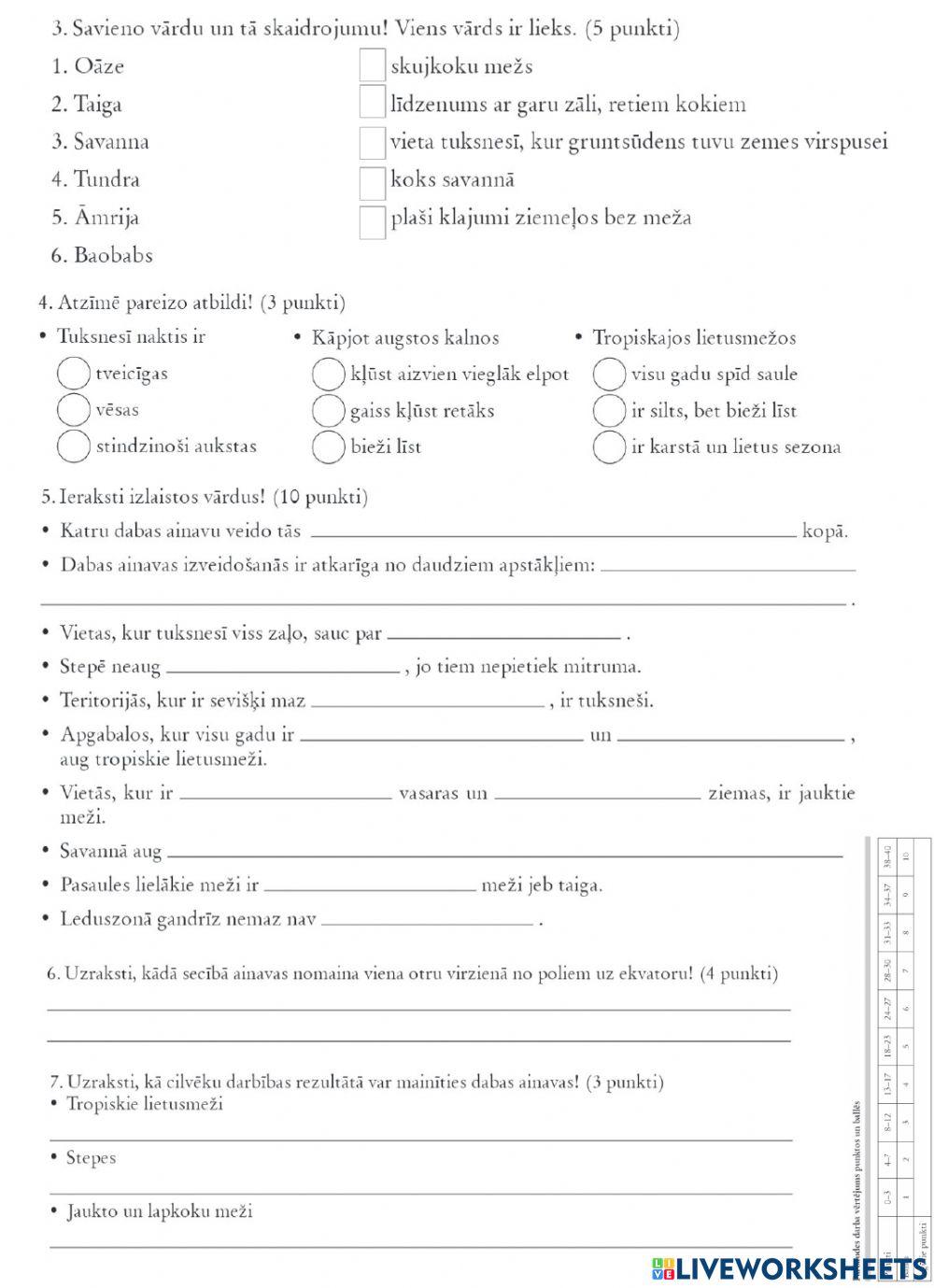 Pārbaudes darbs -Dabas ainavas uz zemes-