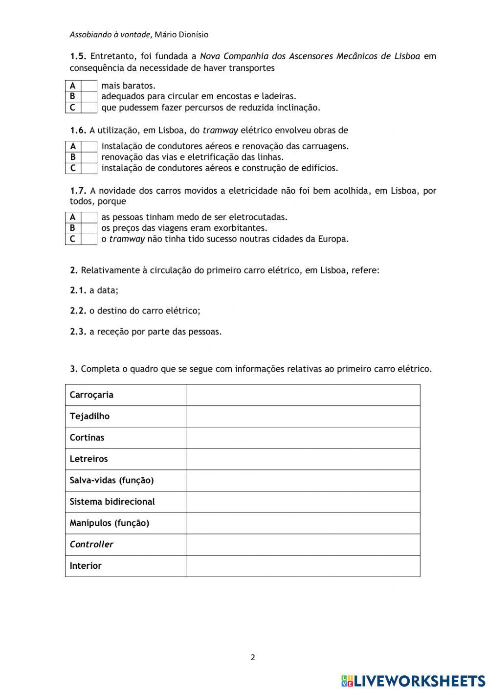 Compreensão do Oral 8-Os Elétricos em Lisboa