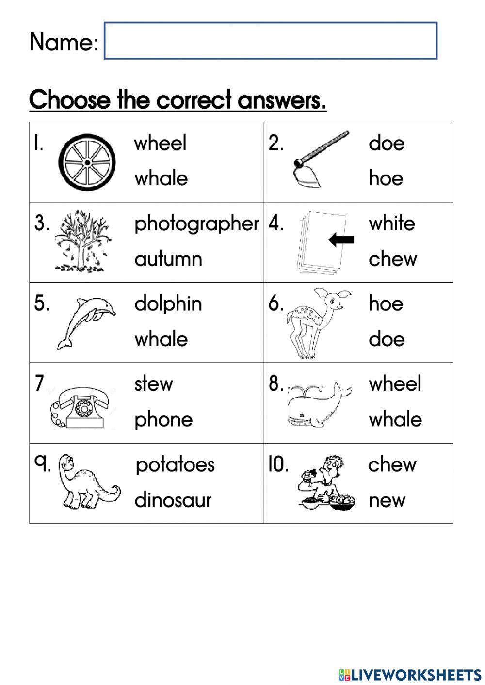 Phonics Year 2: wh, ph, ew, oe, au