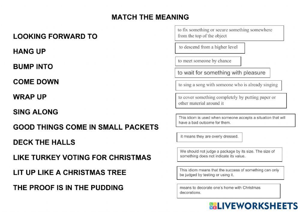 Christmas Idioms and phrasal verbs