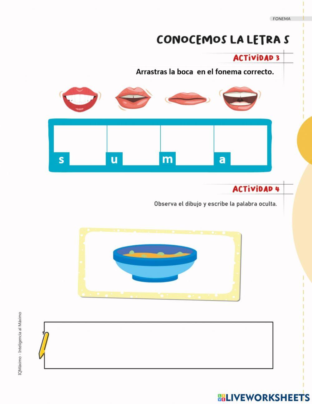 Actividad 3 y 4 . 2 letra S