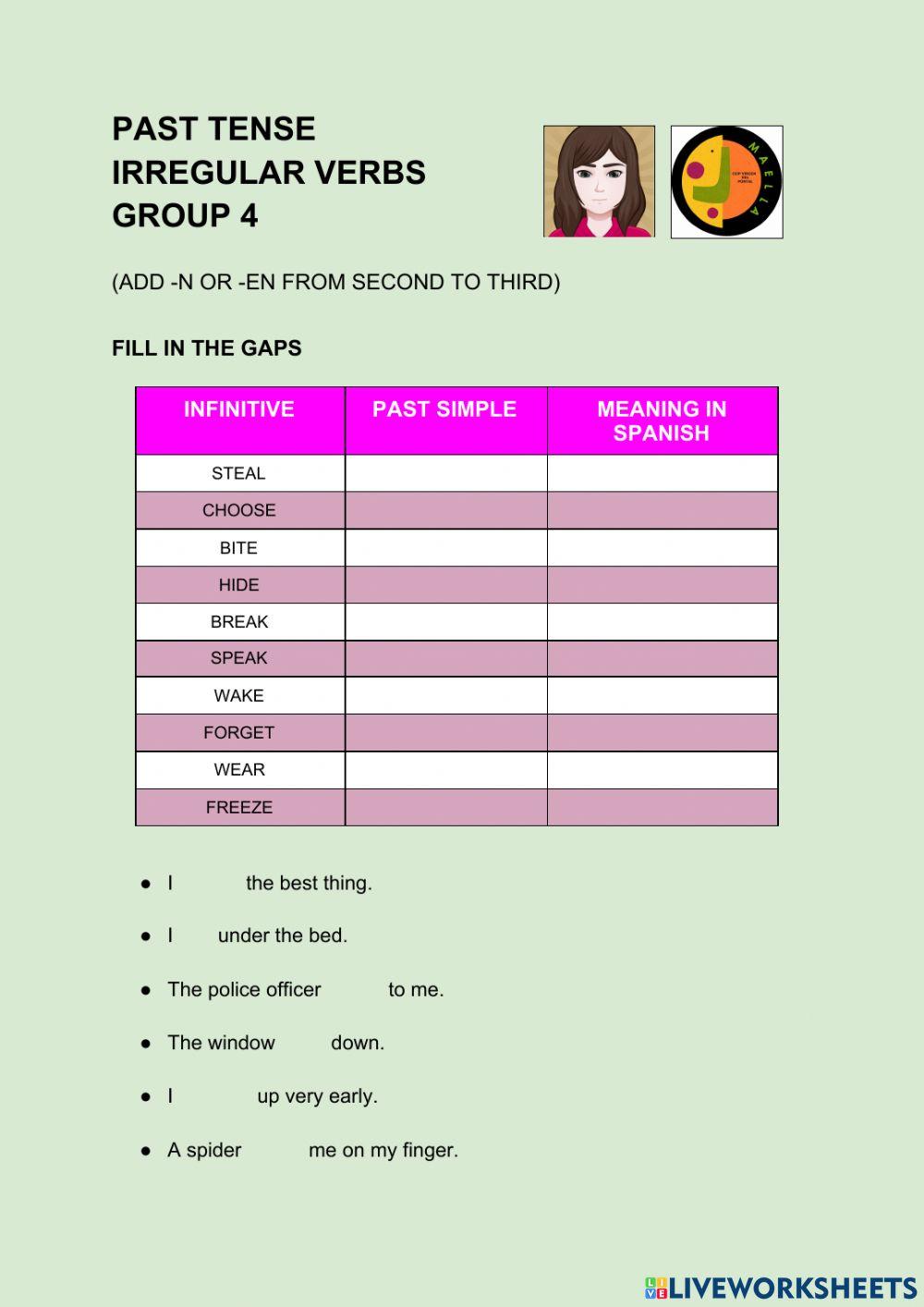 Past tense irregular verbs