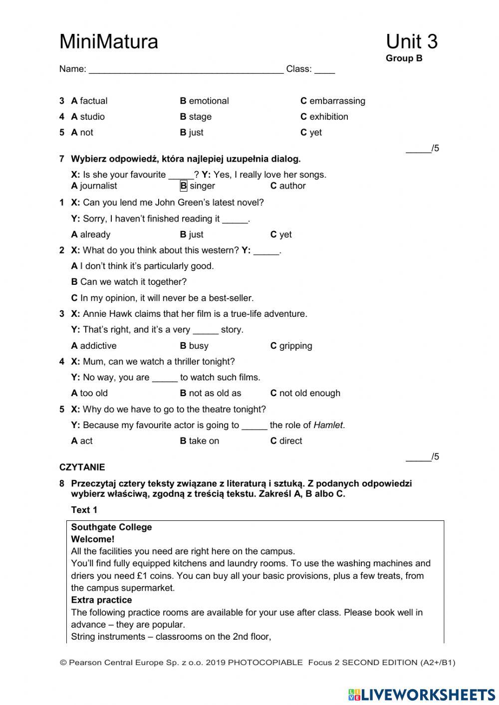 Focus 2 2nd edition unit 3