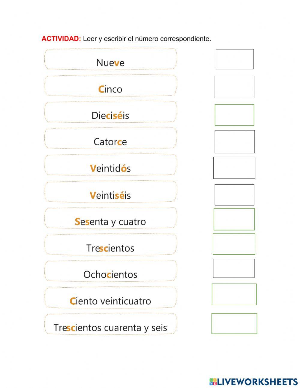 Lectura y escritura de numeros