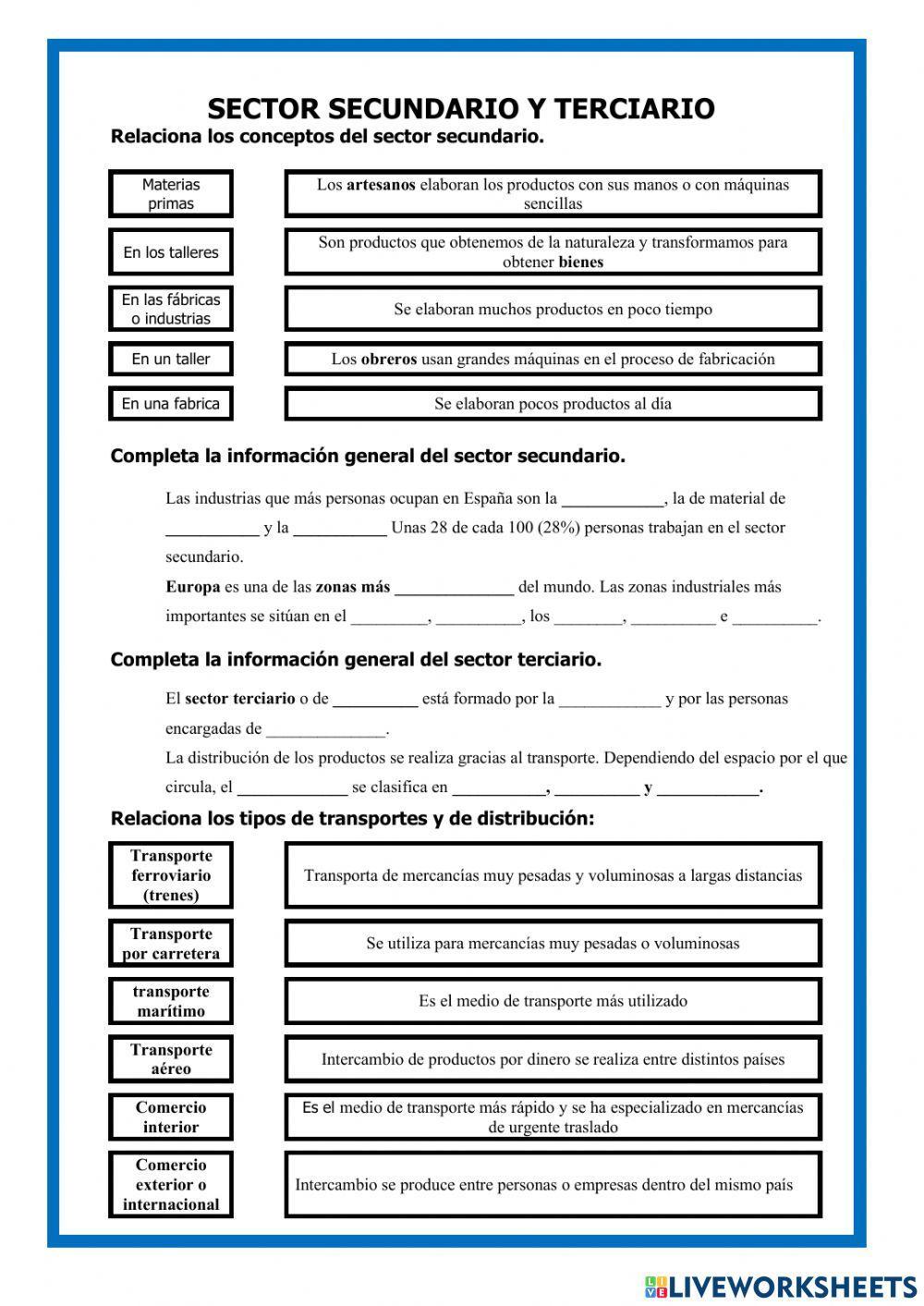Sector Secundario y Terciario
