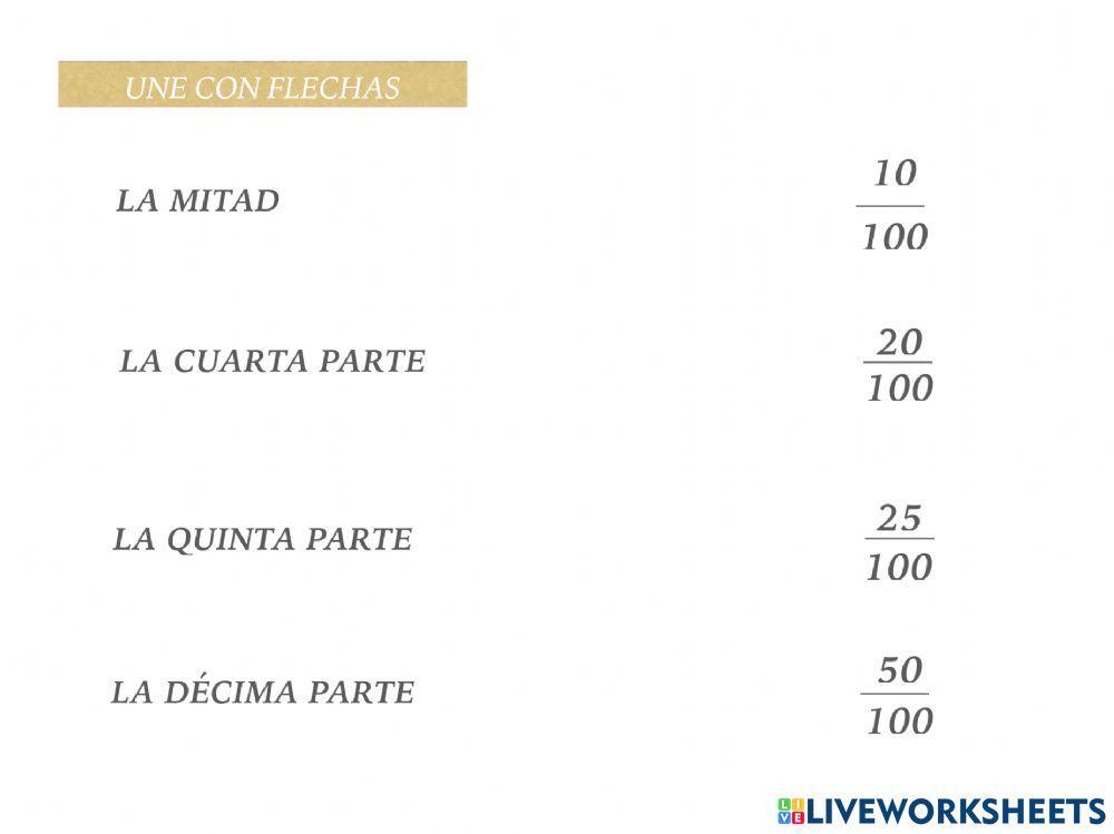 La Mitad, la Cuarta, la Quinta, y la Décima Parte