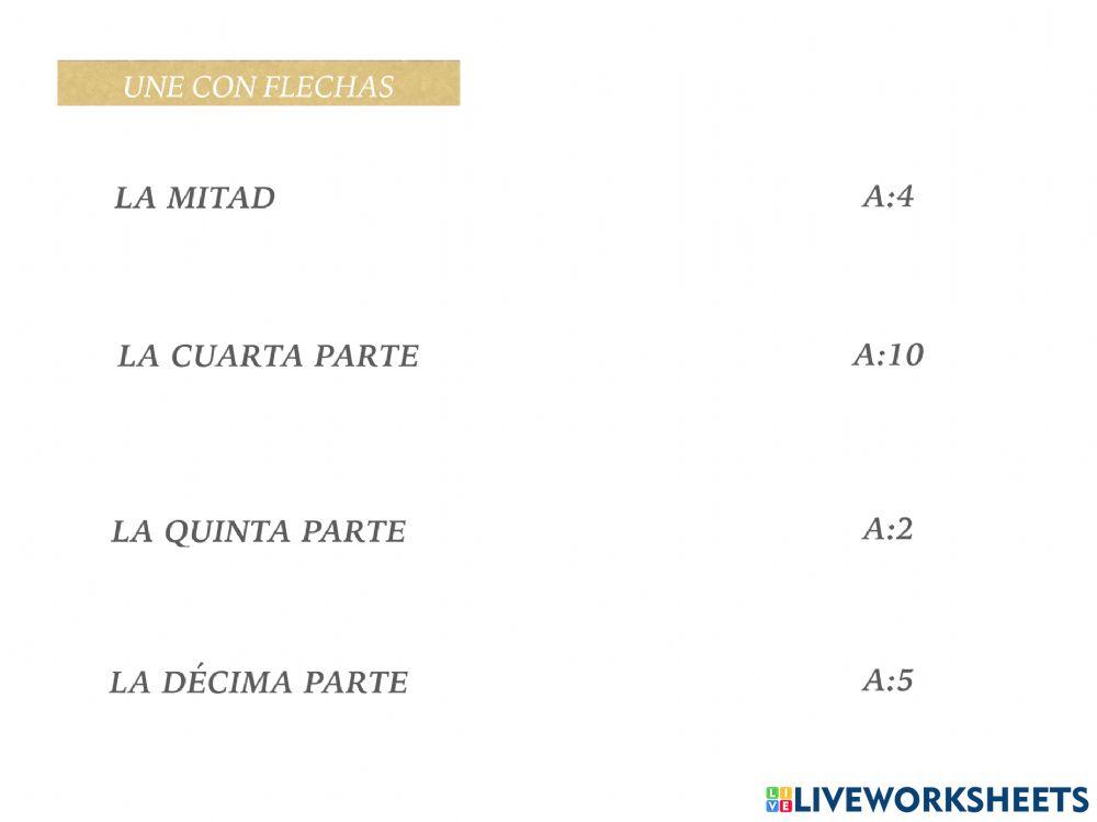 La Mitad, la Cuarta, la Quinta, y la Décima Parte