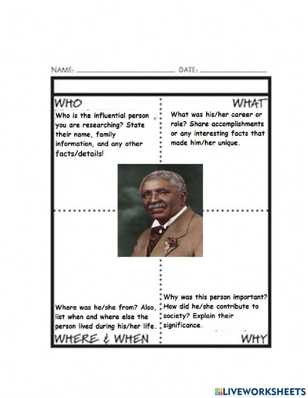 5Ws George Washington Carver worksheet Live Worksheets 5Ws George Washington Carver worksheet Live Worksheets
