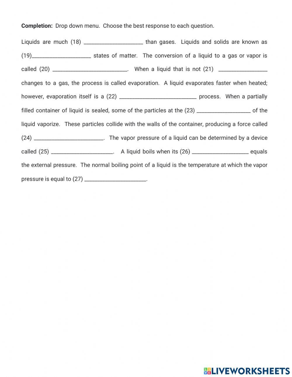 Chemistry Kinetic Molecular Theory Part 2 Study Guide