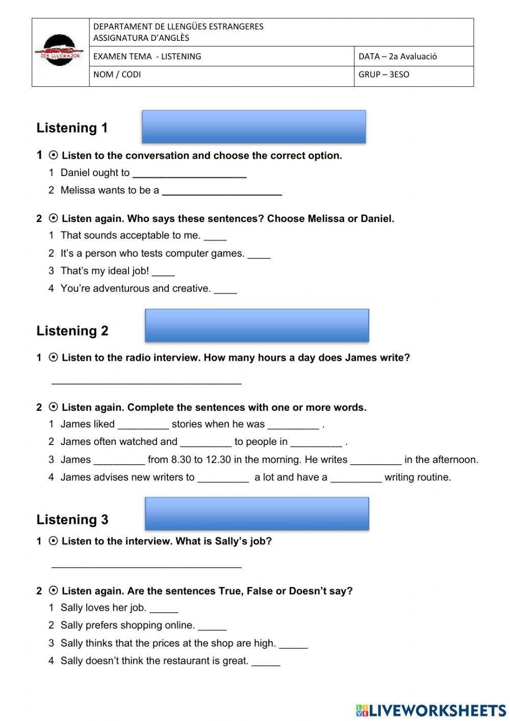 Listening to practice for the test