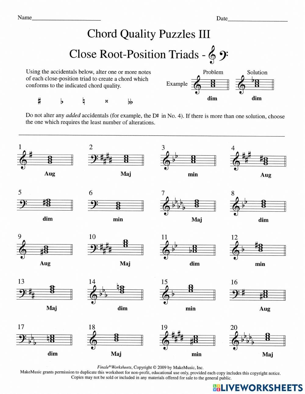 Chord Quality Puzzle online exercise for Live Worksheets