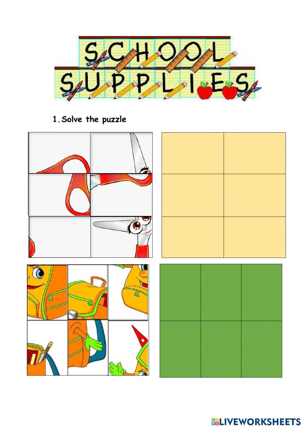 School supplies puzzle