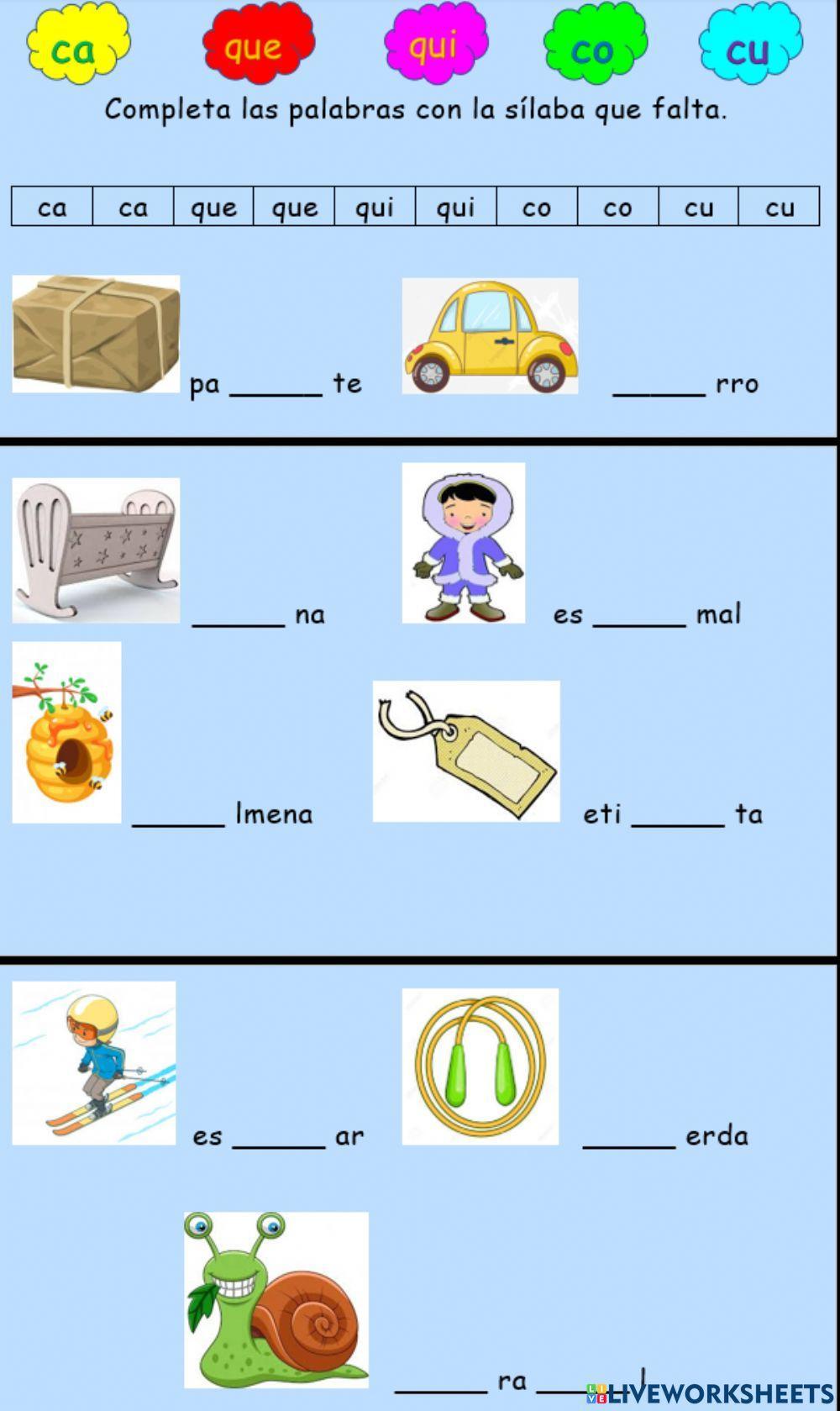 Ca, que, qui, co, cu