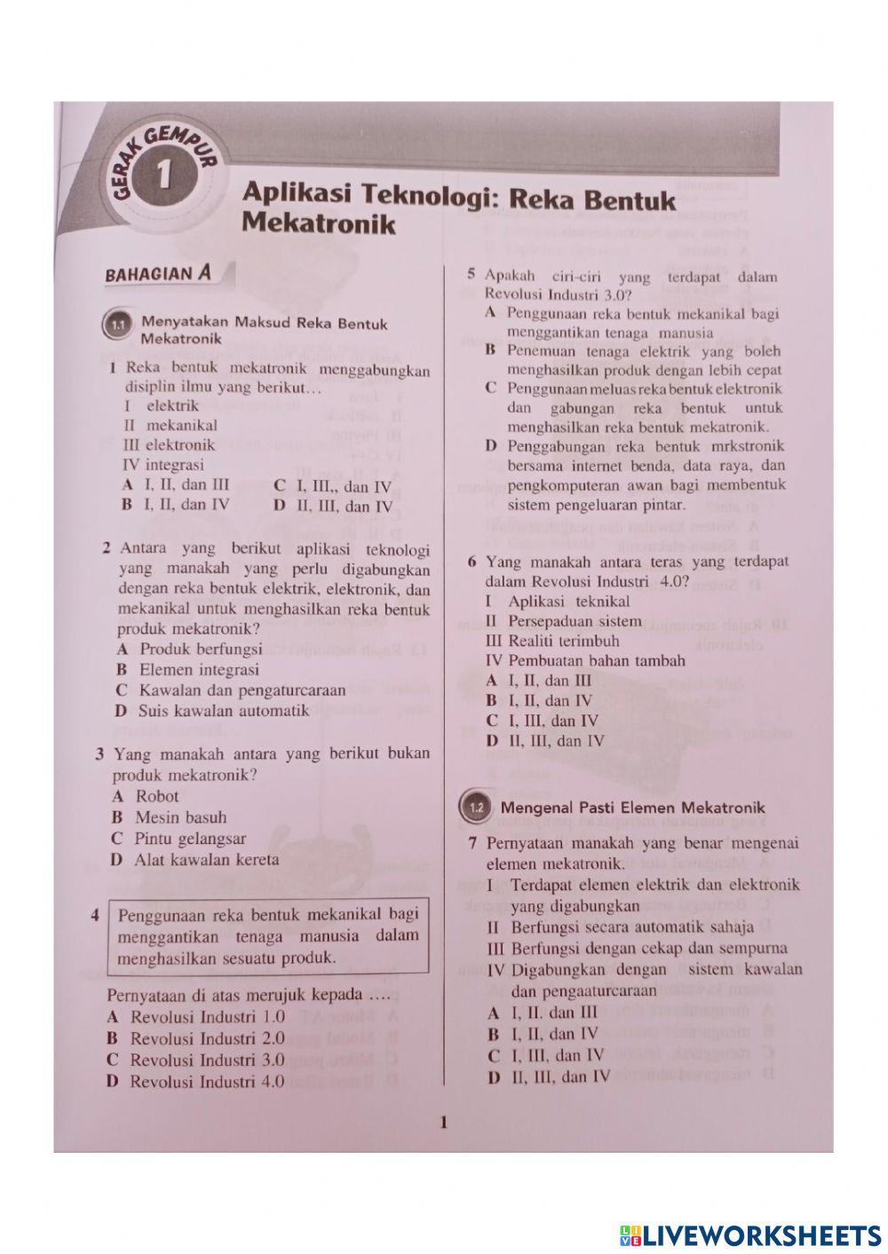 Latihan Objektif 1 RB Mekatronik