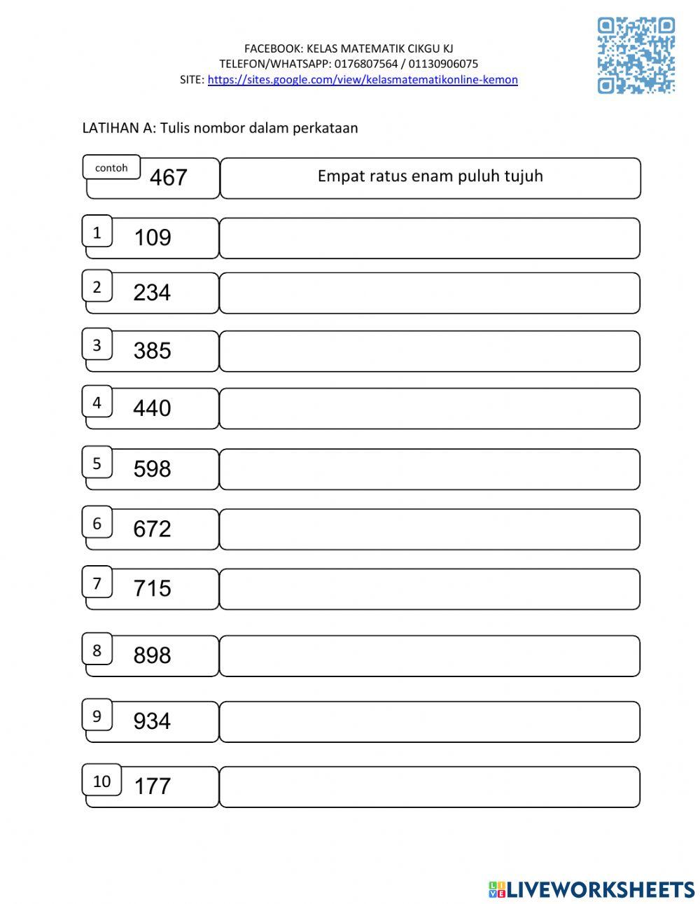 Matematik Tahun 2 - Nilai Nombor