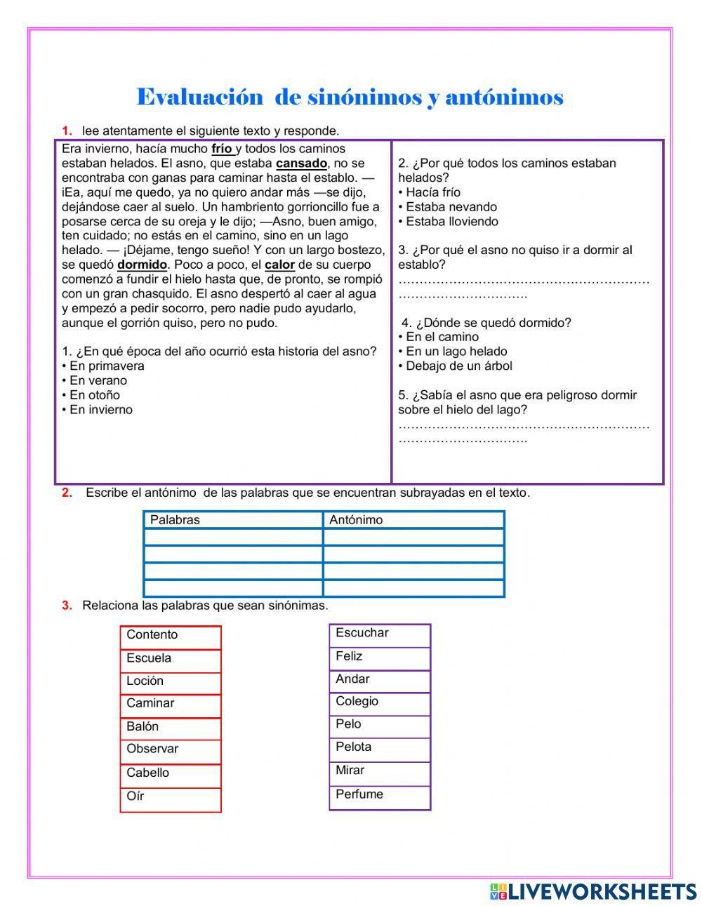 Sinónimos y antónimos