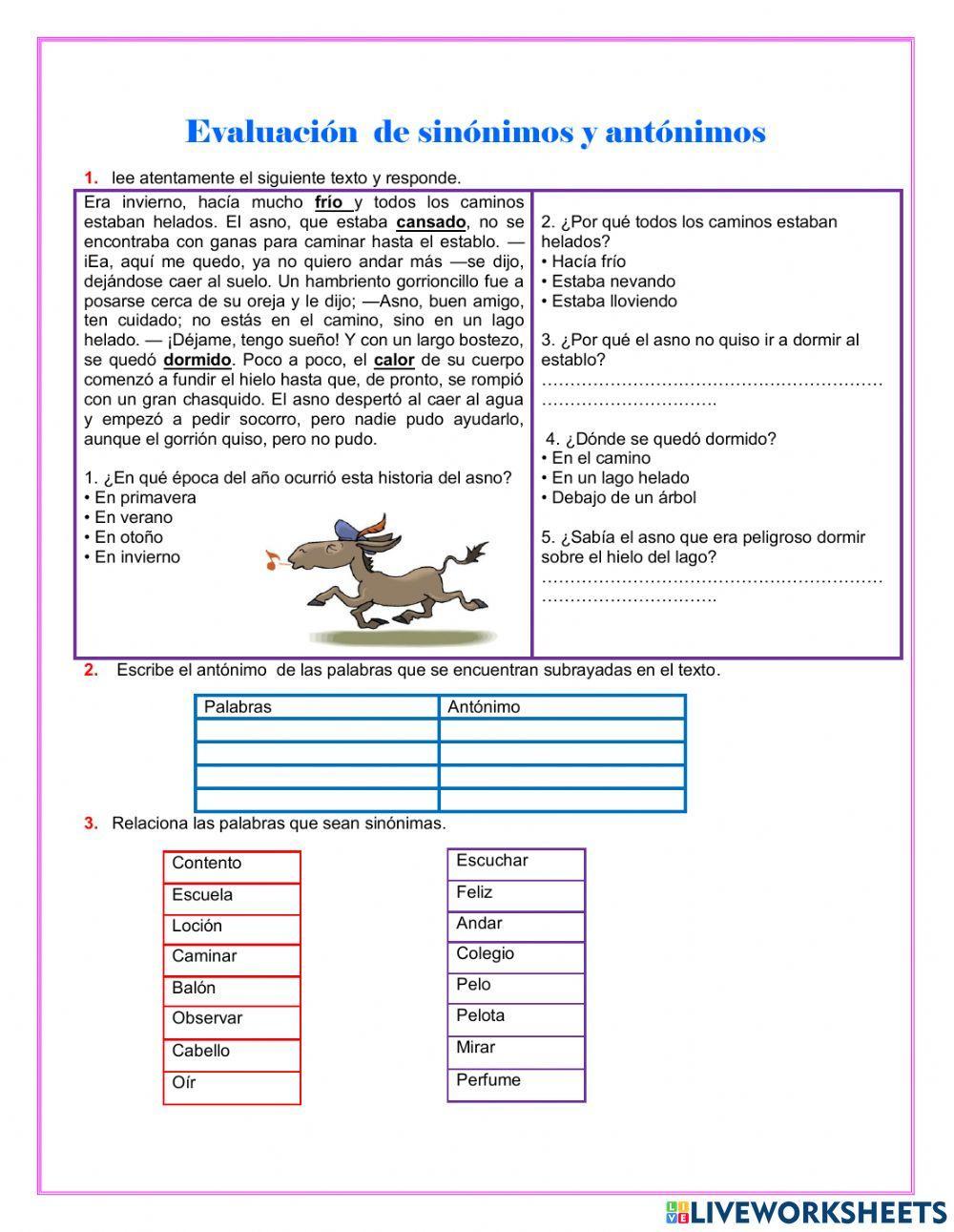 Sinónimos y antónimos