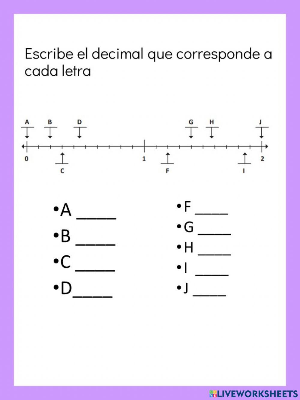 Decimales en la recta