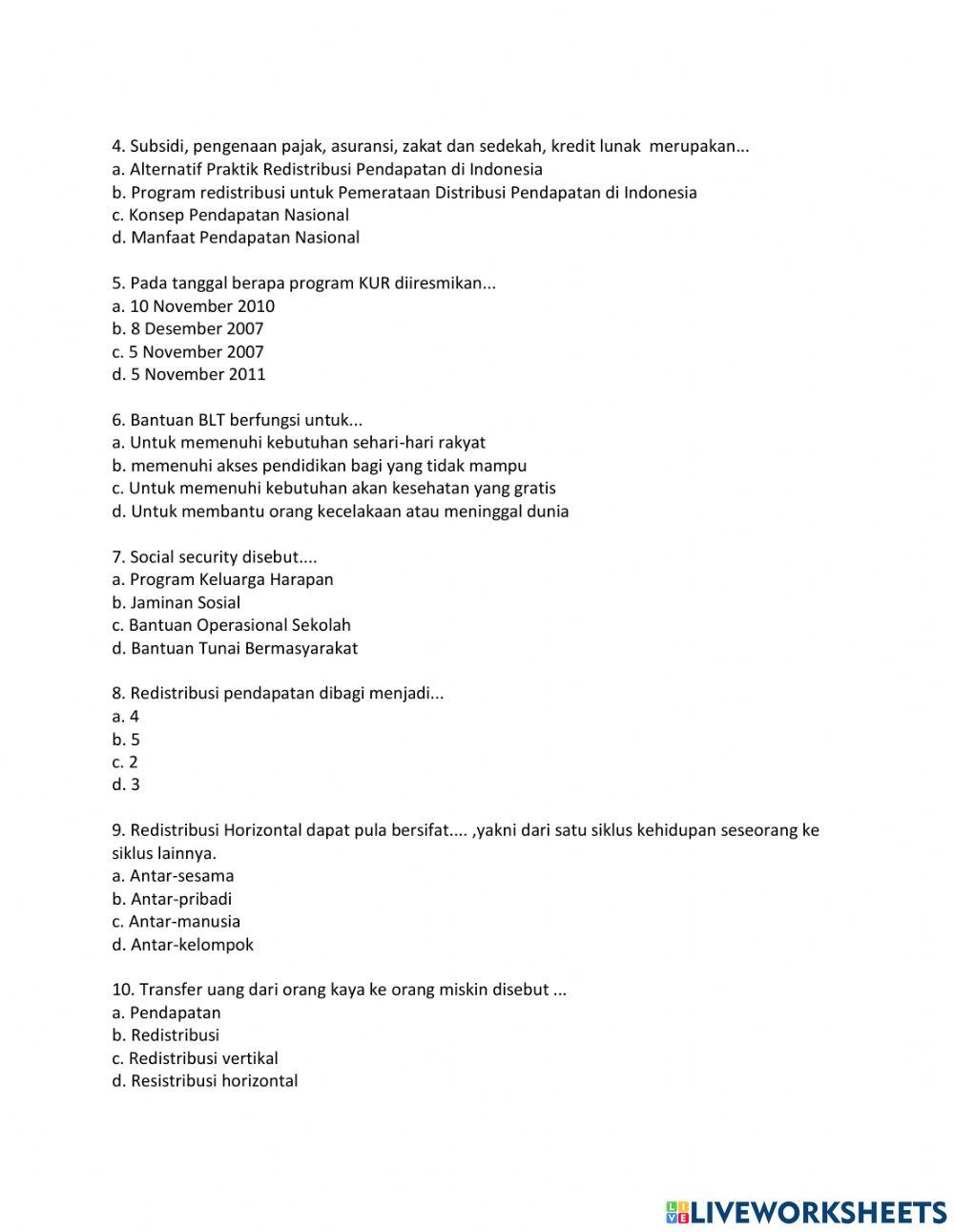 Latihan IPS KLs 8 Redistribusi